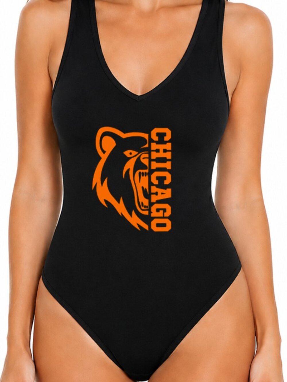 Black/Orange Chicago Football Bodysuit, CHI-TOWN Girl Shirt